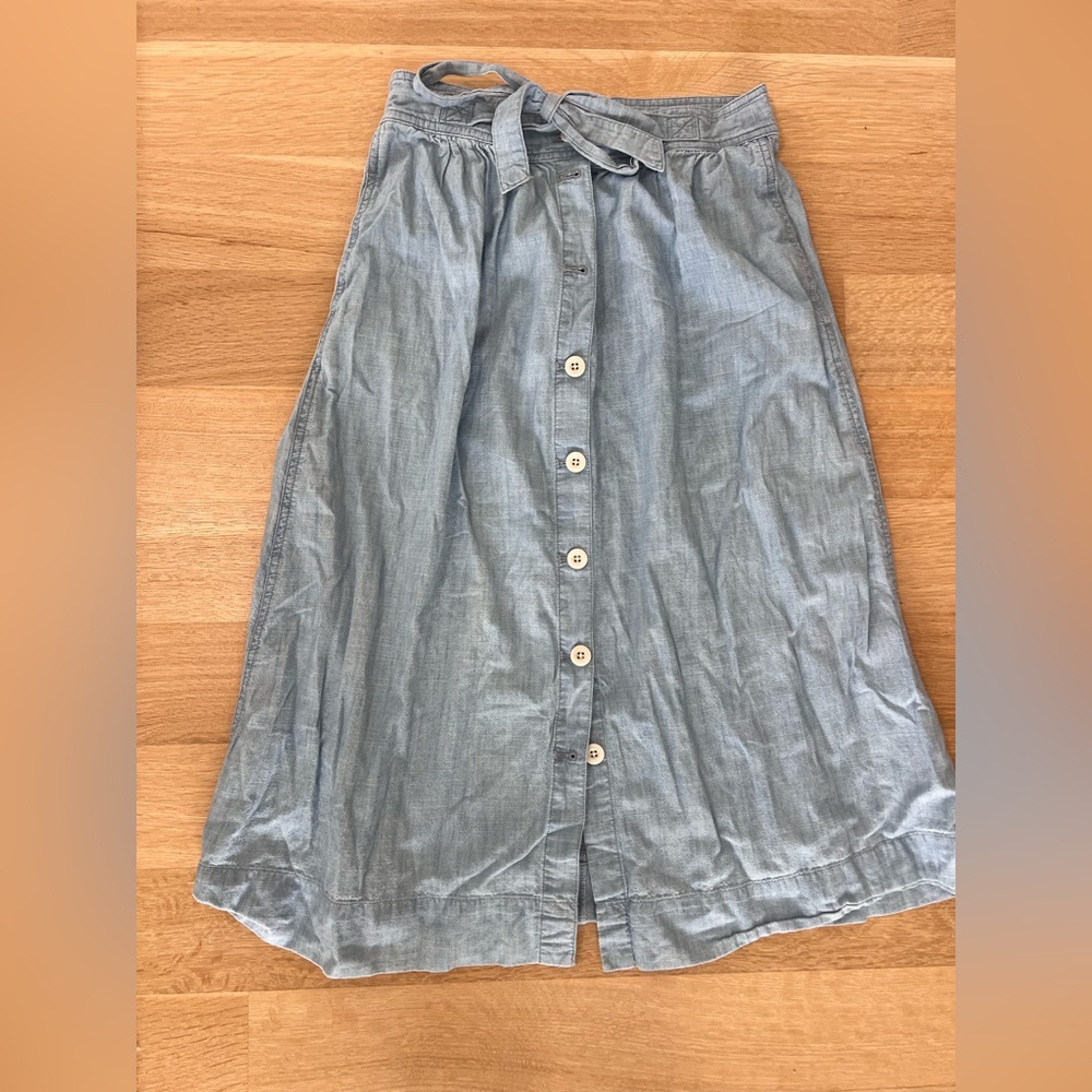 Madewell Light Blue Button-Front A-Line Skirt